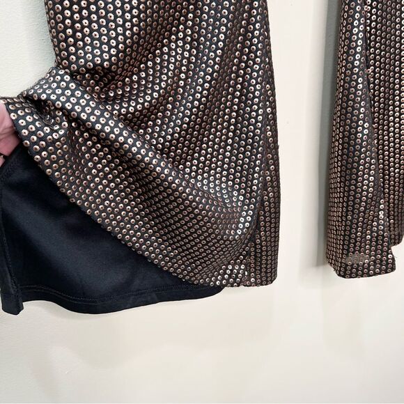 NWT ASOS Glamorous Petite High Rise Flare Pants Matte Brown Sequin US 12 Petite - Picture 5 of 11